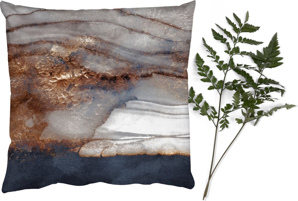 MuchoWow Zierkissen Sofakissen Wohnzimmer Dekokissen 40x40 cm Sturm - Gold - Abstrakt - Foto Kissen - Schlafzimmer Dekoration