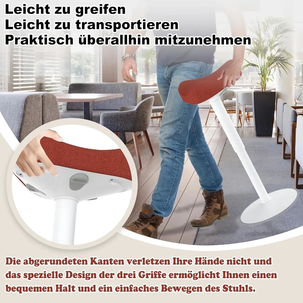 Siège Assis-Debout à Bascule Tabouret de Bureau Actif Design Triangle