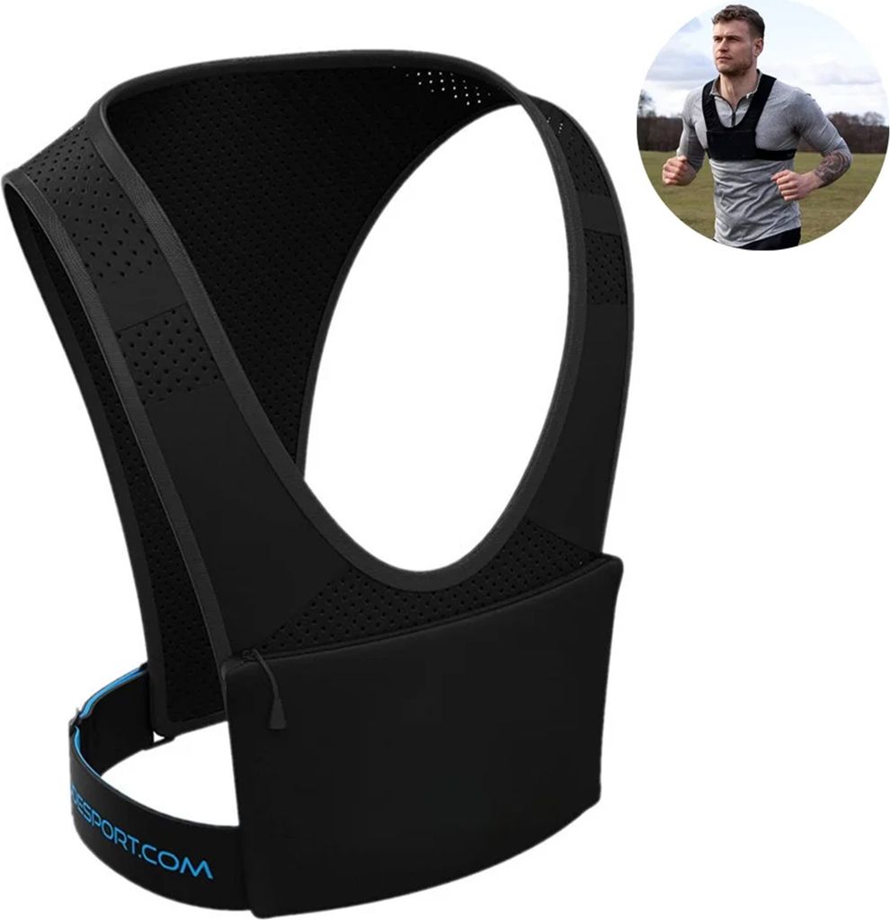 Laufweste schwarz,verstellbar,wasserdicht,BrusttascheReflektierend Sportweste mit Schlüsseltasche und Handytasche