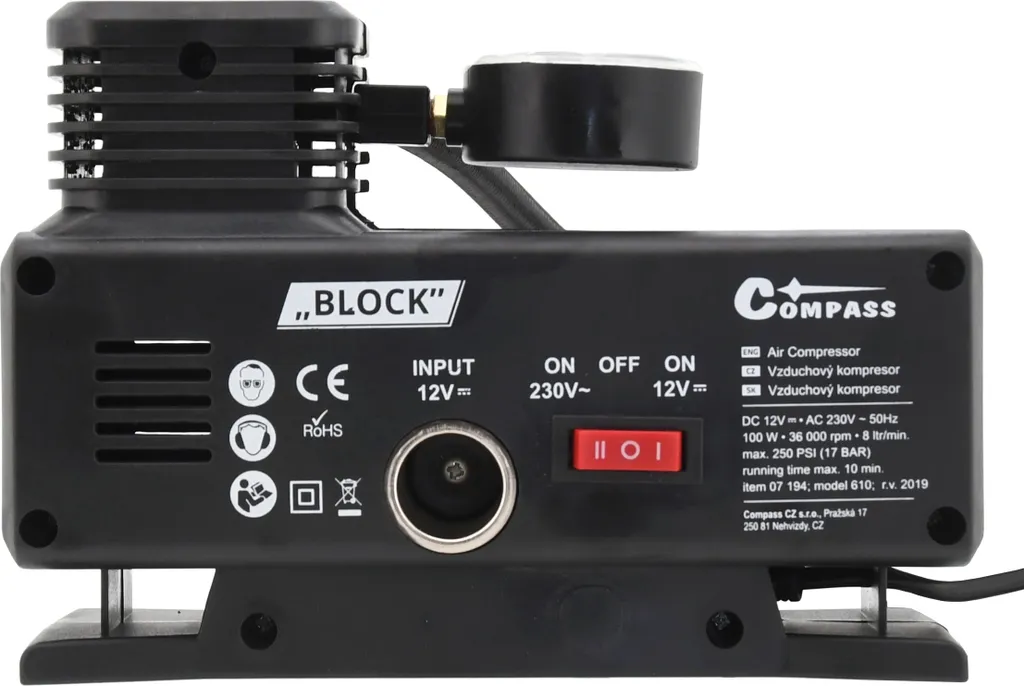 Compresseur hybride 12V 230V à arrêt automatique et écran LCD de précision