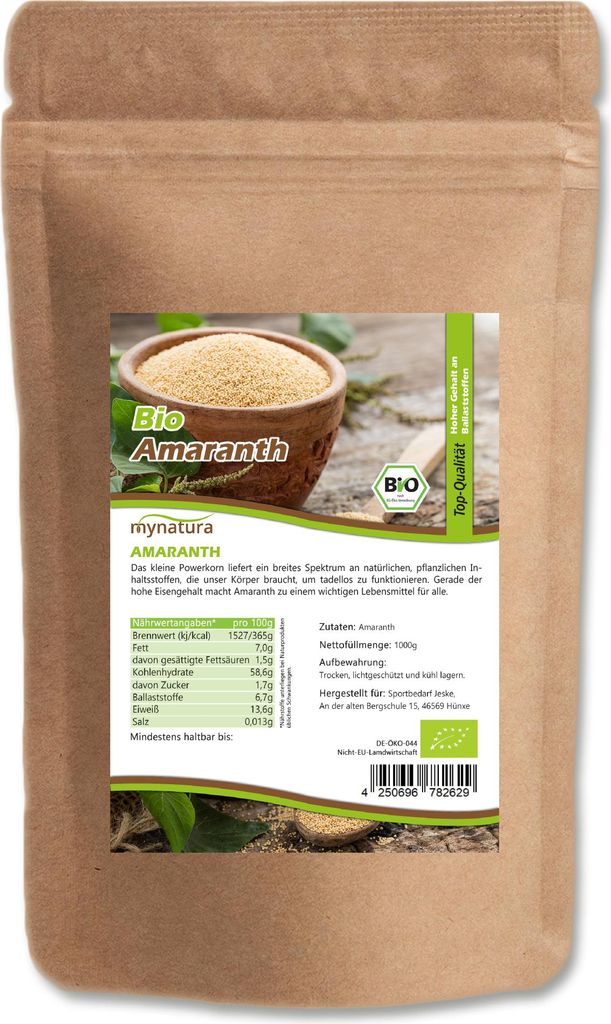 Amaranth von Mynatura – Vielseitiges Pseudogetreide | Glutenfreie Alternative aus kontrolliertem Anbau 3x1Kg