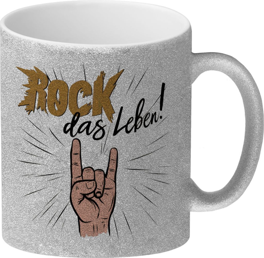 Rock das Leben Glitzer-Kaffeebecher
