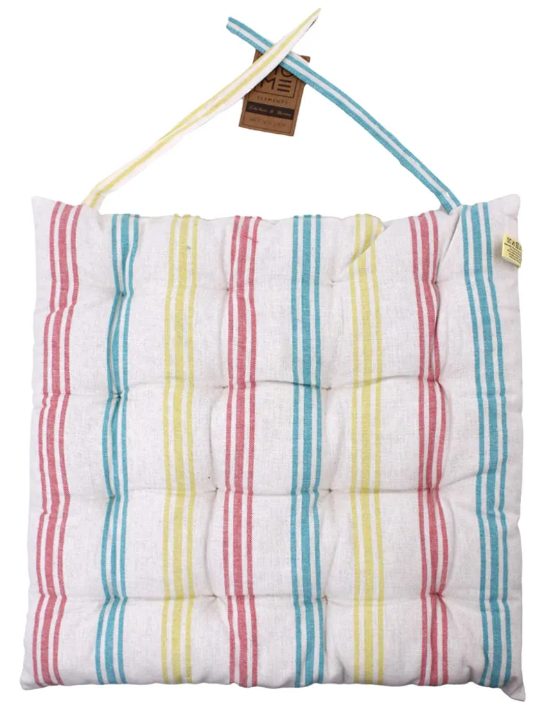 Coussin de siège Home Elements à rayures colorées - Galette de chaise 40x40
