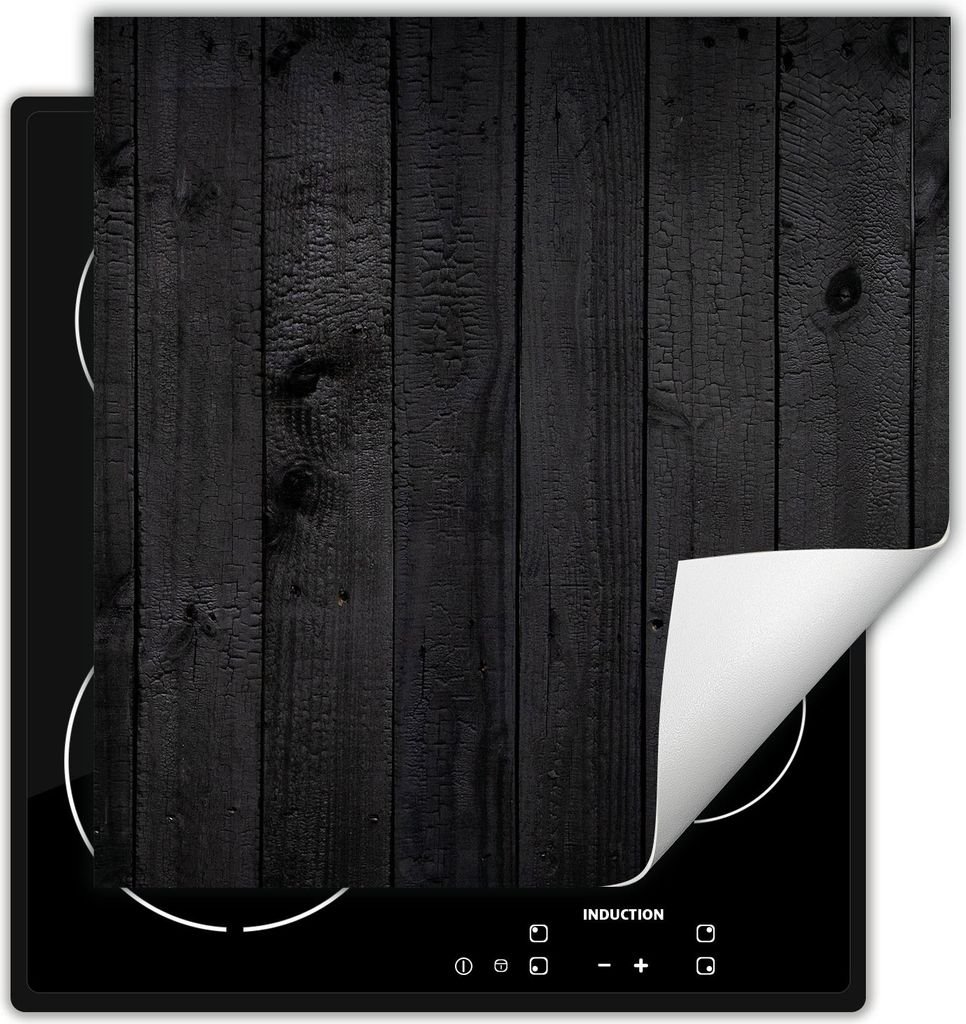 DarHaus Herdabdeckplatte 50x52 cm Anti Rutsch Matte Aufrollbar, schwarz - Holz