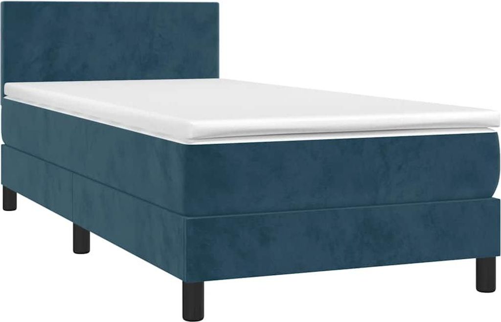 vidaXL Boxspringbett mit Matratze Dunkelblau 100x200 cm Samt