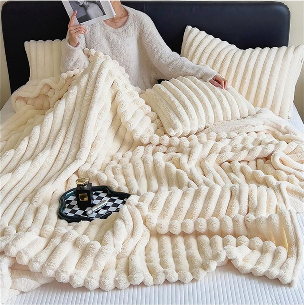 Plüsch-Überwurfdecke,gemütliche,flauschige,für Bett, Sofa Produktbild 2