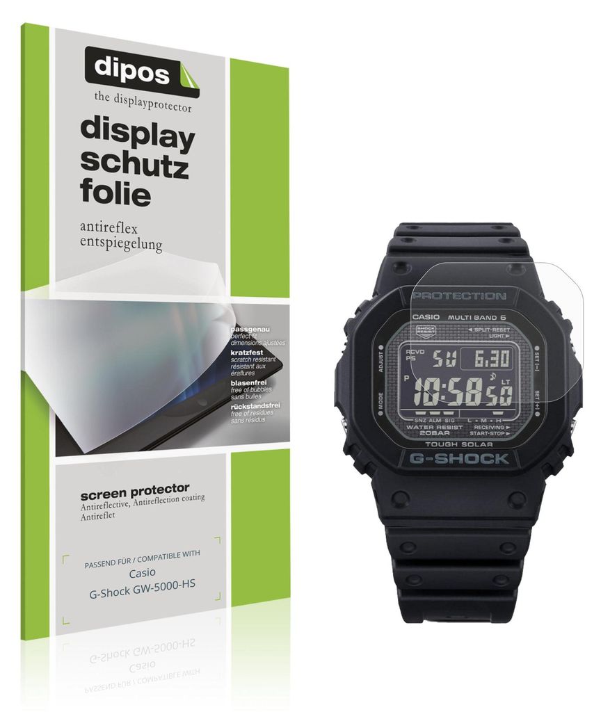 6x Schutzfolie für Casio G-Shock GW-5000-HS matt Displayschutzfolie Folie Display Schutz dipos