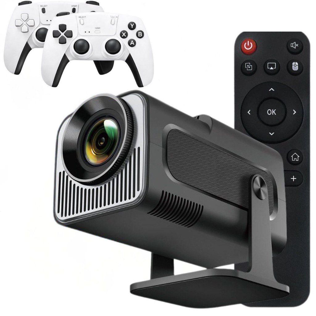 GOLDSTERN-TECH 2 in 1 Projektor Beamer 3000 lm, 2000:1, 1280 x 720 px, Geschenkidee – 2 Gaming-Controller, Android 11, WiFi 6 & Bluetooth 5.4