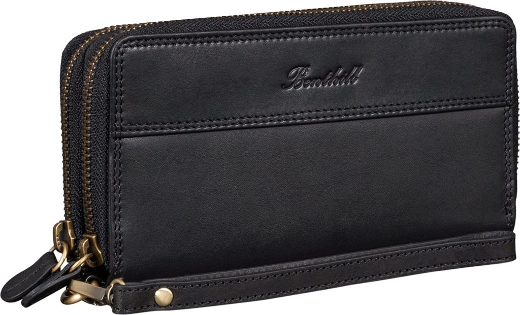 Benthill Damen Geldbörse Groß Leder RFID - Portemonnaie aus echtem Rindsleder - Geldtasche mit Doppeltem Reißverschluss - Geldbeutel mit vielen ...