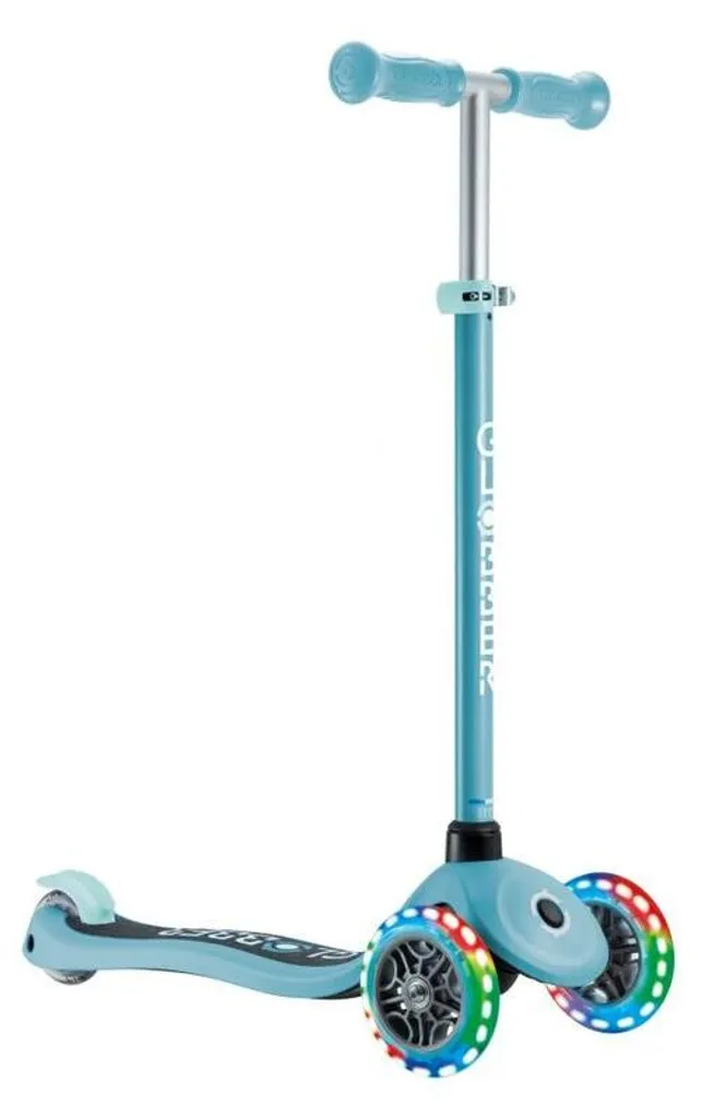 Trottinette lumineuse 3 roues Globber Primo Lights bleue charge 50 kg