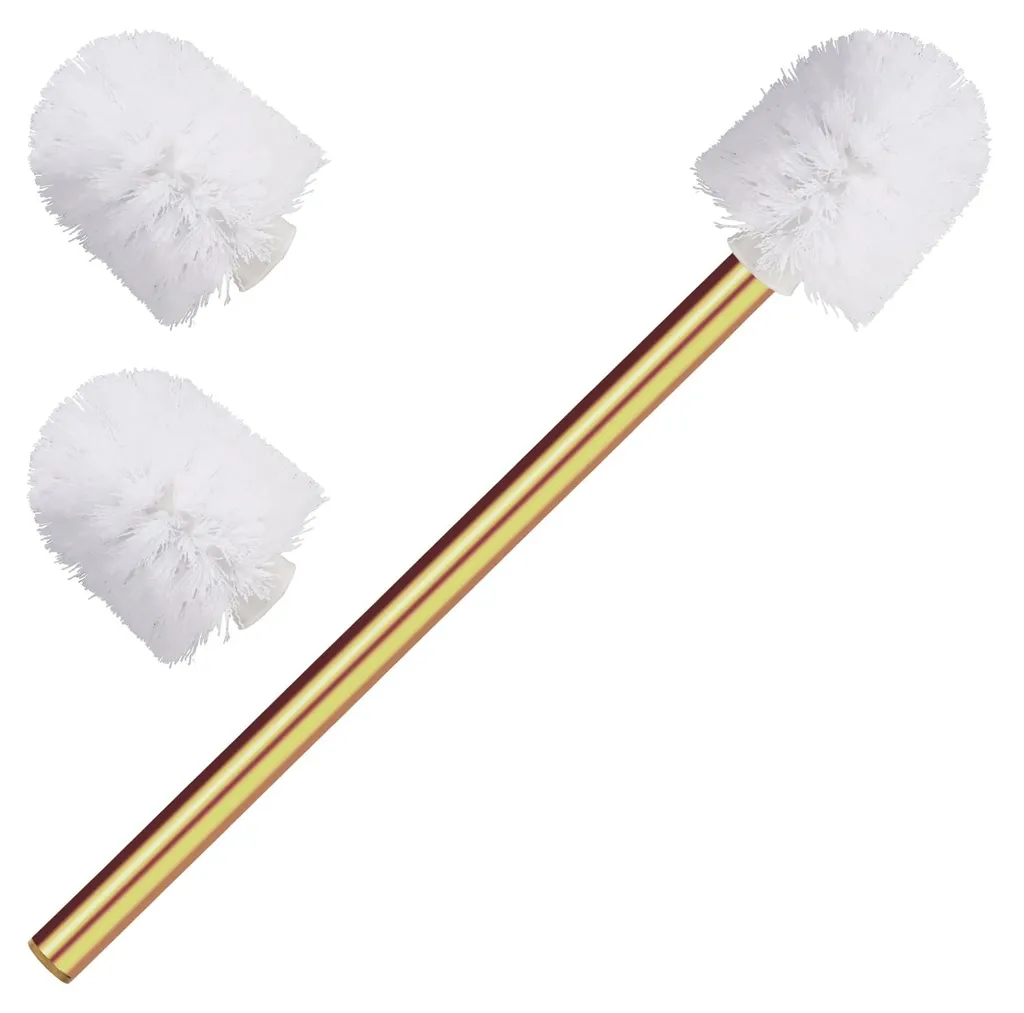 Kit brosse de toilettes dorée inox et recharges pour hygiène salle de bain