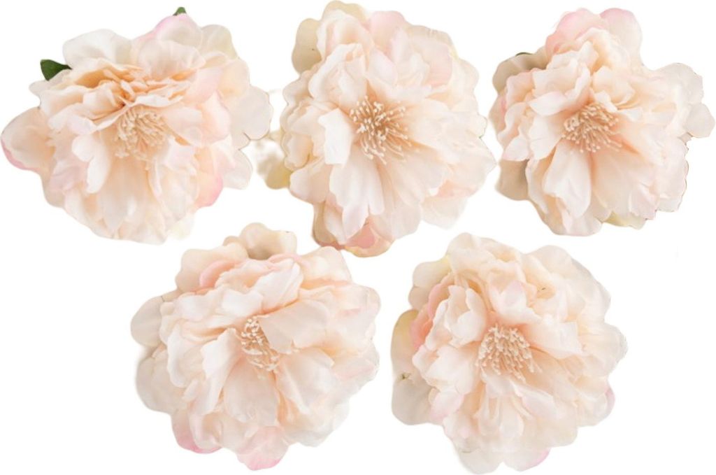 5pcs künstliche Blume realistische nicht-gügende grüne Blätter DIY-Foto-Requisiten Strohhut passende falsche Pfingstrose Blumenkopf Party Vorr...