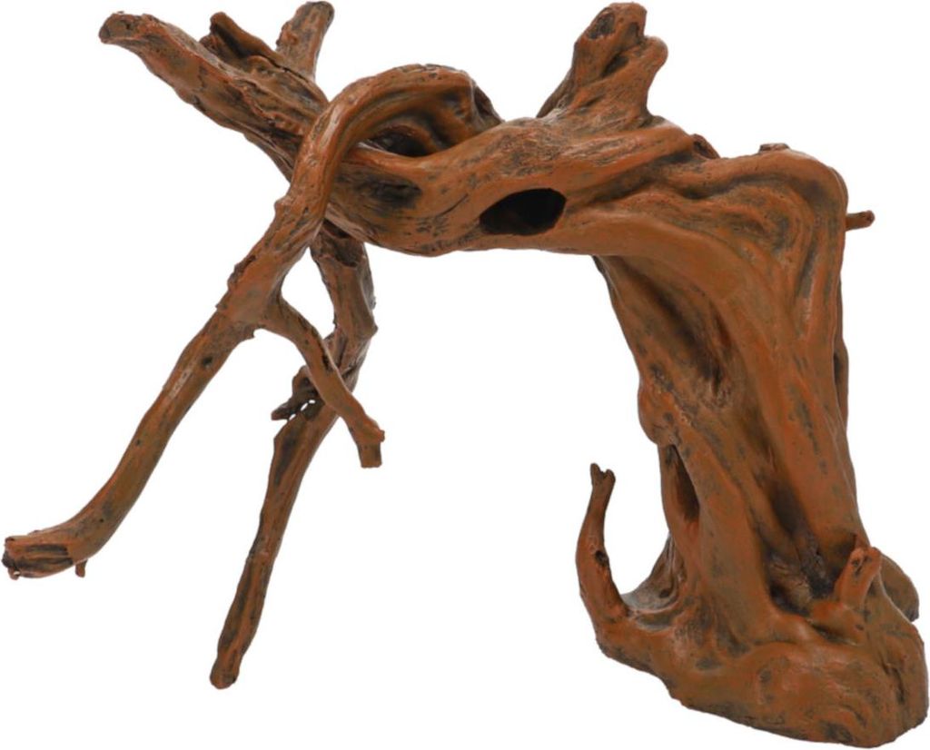 A decorative piece of driftwood for an aquarium or terrarium.