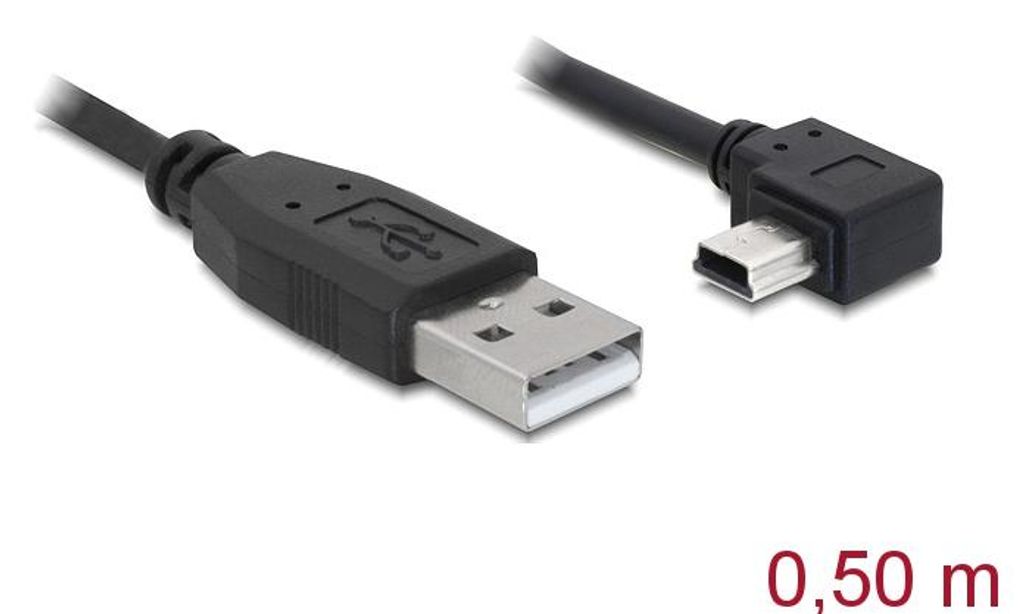 DELOCK USB Cable A -> Mini-B St/St 0.50m 90° Image du produit 