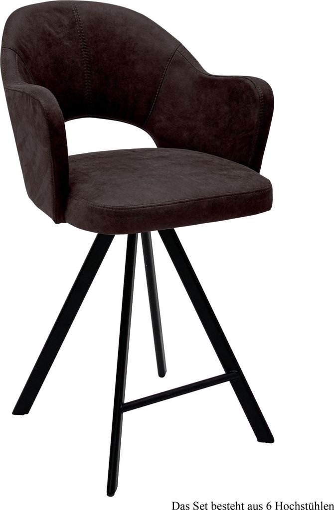 Thekenstuhl (6er-Set) Delinda 59x104x61 Schwarz/Espresso