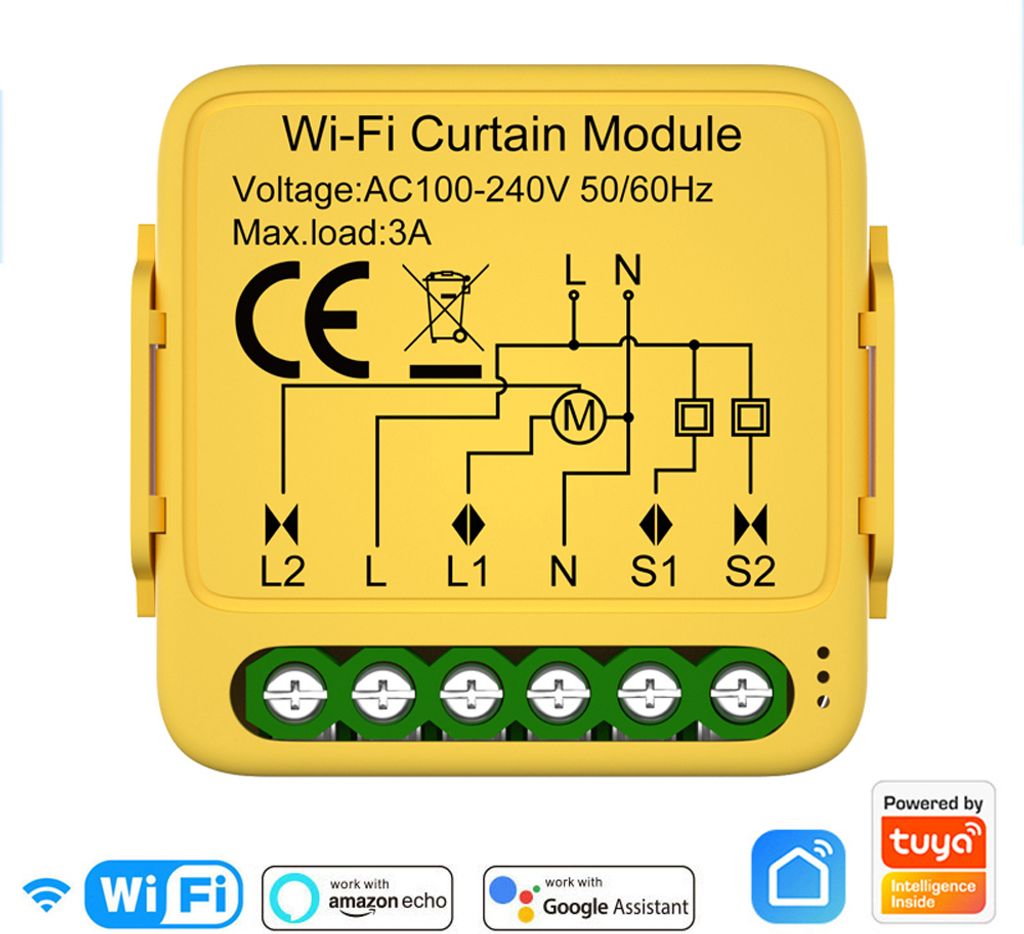 Tuya WIFI Intelligentes Vorhangmodul Lamellenschalter Elektrisch motorisierter Vorhang-Rollladen-Steuerschalter APP-Fernbedienungen Kompatibel mit ...