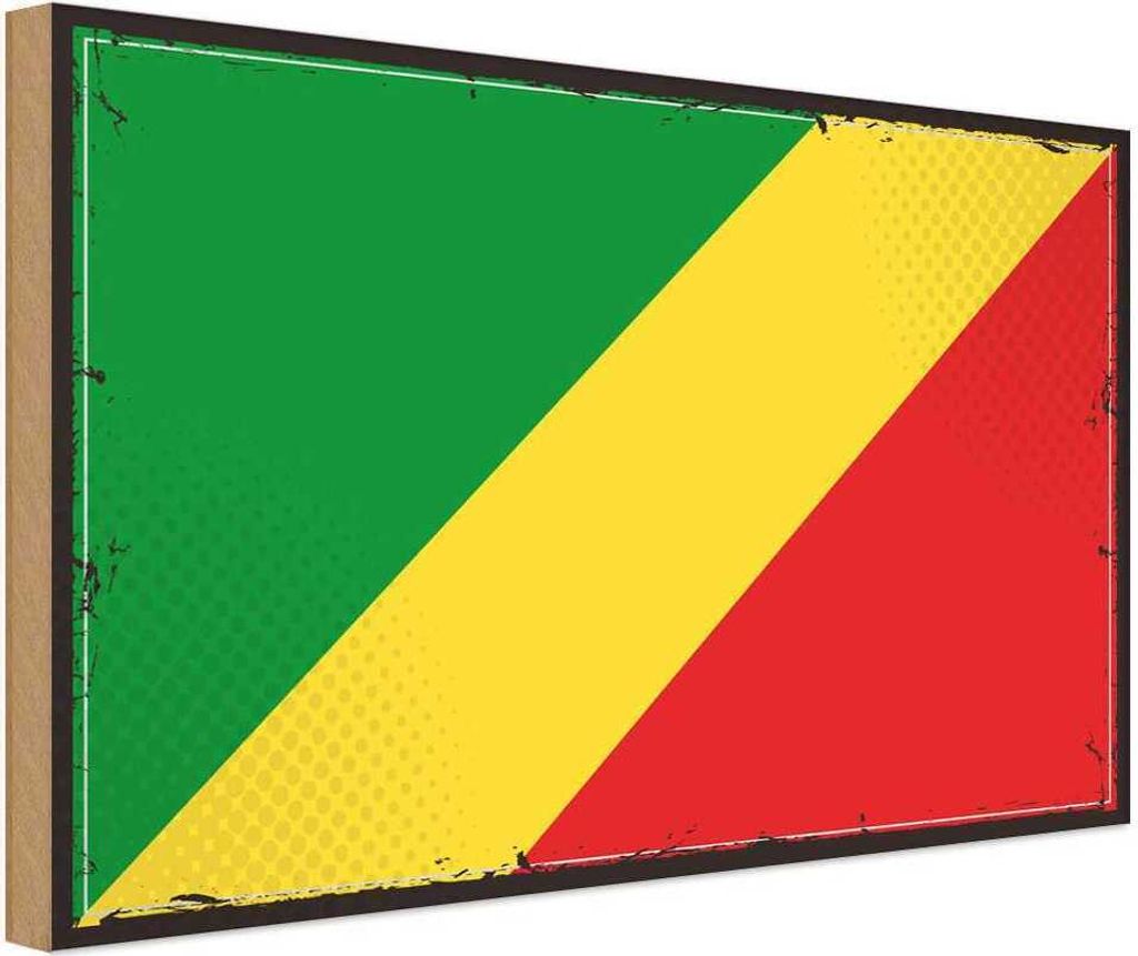 vianmo Holzschild 20x30 cm Kongo the Congo Flagge Fahne Wappen