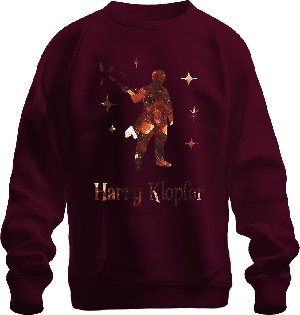 Harry Klopfer lustiger Zauberer Zauberstab Magie Geschenk Fantasy Uni Sweatshirt Pullover, Burgundy, XXL
