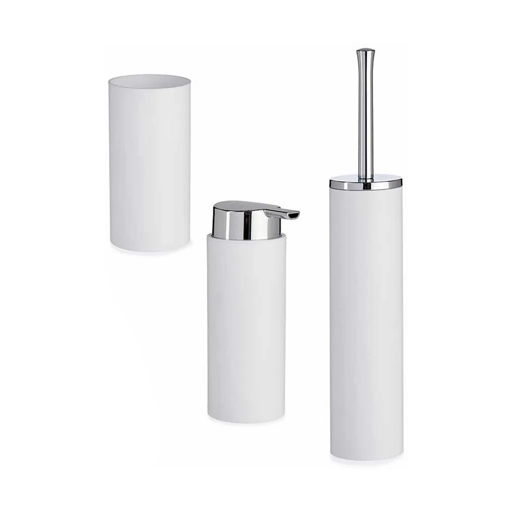 Set accessoires de salle de bain 3 pièces en plastique et argenté