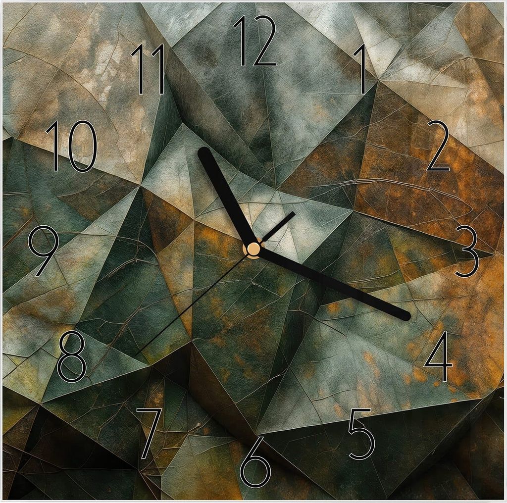 Wanduhr aus Glas mit Motiv Geometrische Abstraktion- 30 x 30 cm - inkl. Aufhängesystem