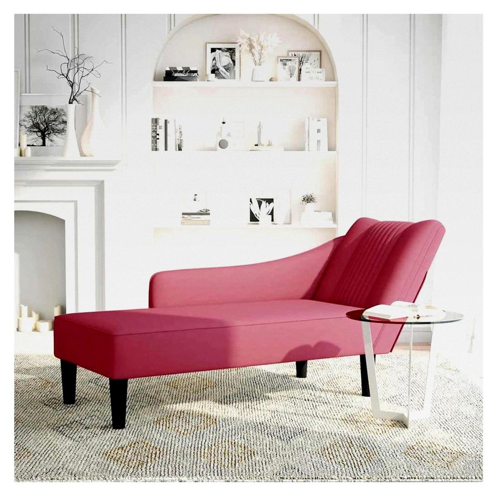 Chaiselongue in Weinrot aus Samt - Elegant und komfortabel für Wohnzimmer und Büro - 140x56x66 cm