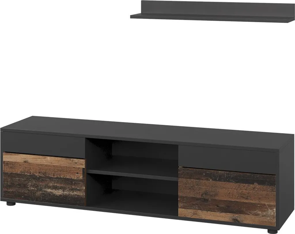 Mobile Soggiorno Berno Vicco Nero e Legno - Stile Industrial Moderno - 2