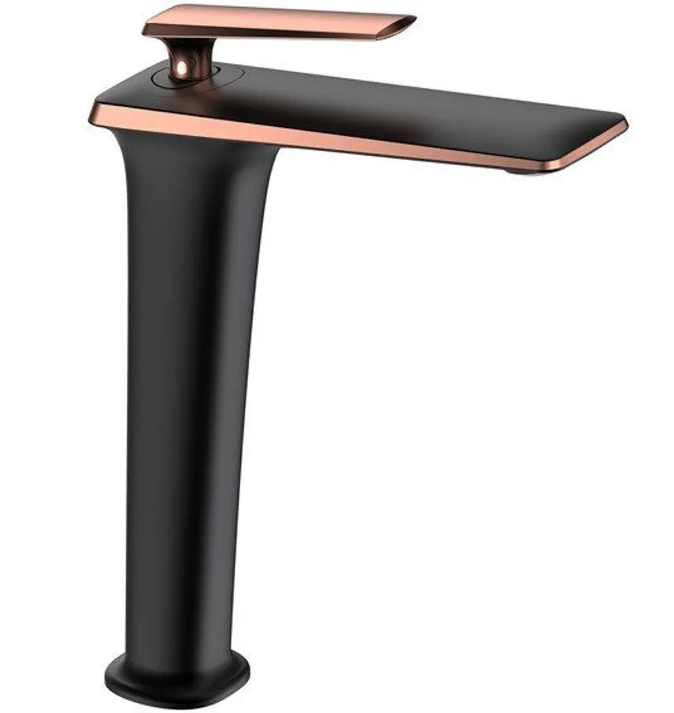 Mexen Purus Miscelatore Lavabo Alto: Nero Opaco e Oro Rosa