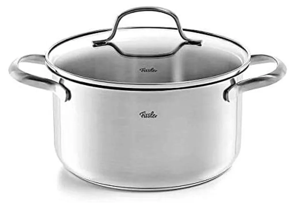 Fissler San Francisco / Casseruola in acciaio inox (1,9 L - Ø 16 cm) con coperchio in vetro, bordo versatore, scala graduata - Induzione