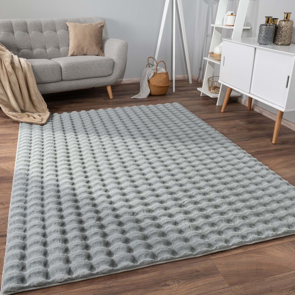 Teppich Bubble Wohnzimmer Schlafzimmer Hochflor Fell Produktbild 
