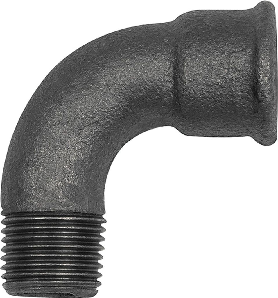 Riegler Bogen 1a, 90°, kurz, Rp 1 i., R 1 a. Temperguss schwarz