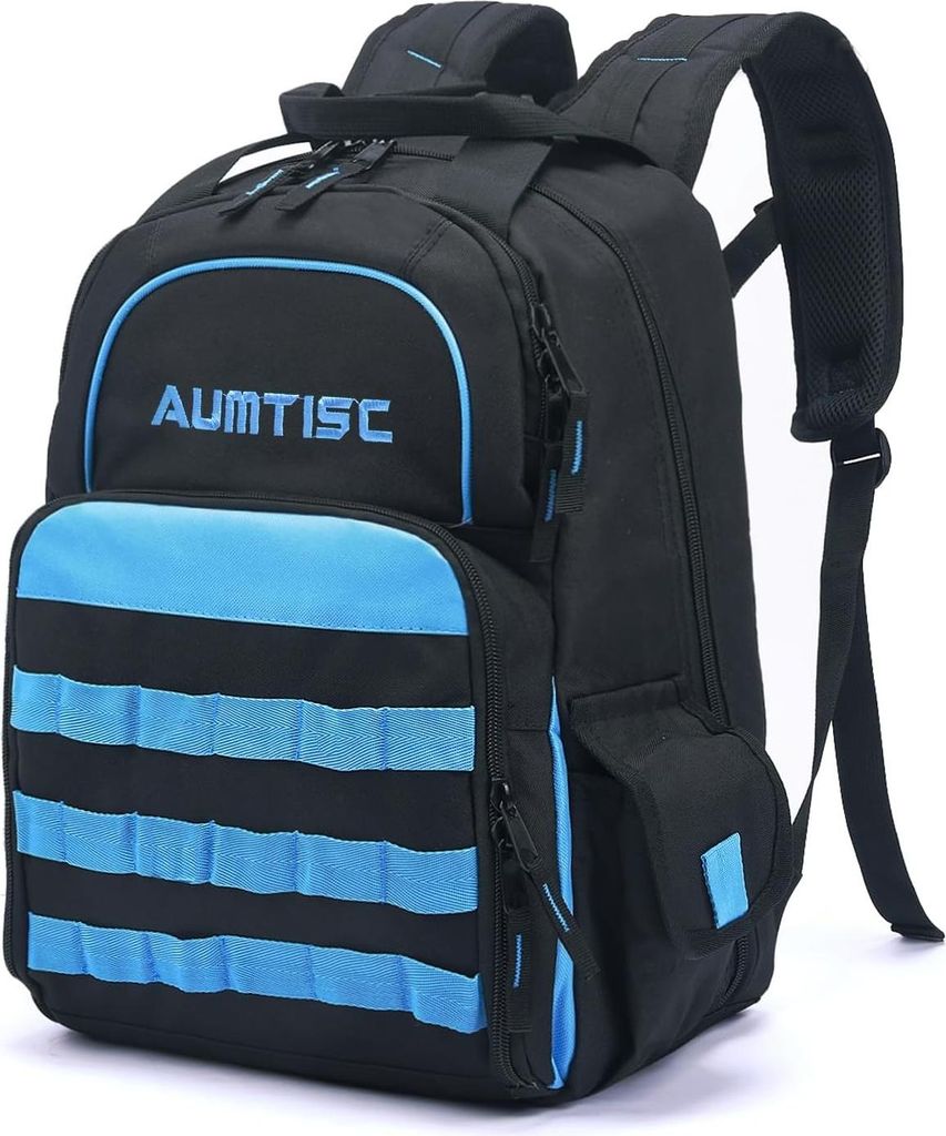 Werkzeugrucksack, Werkzeugtasche, Hochleistungs-Werkzeugrucksack mit multifunktionaler Tasche, Industrie- und Bauarbeiter-Rucksack, blau