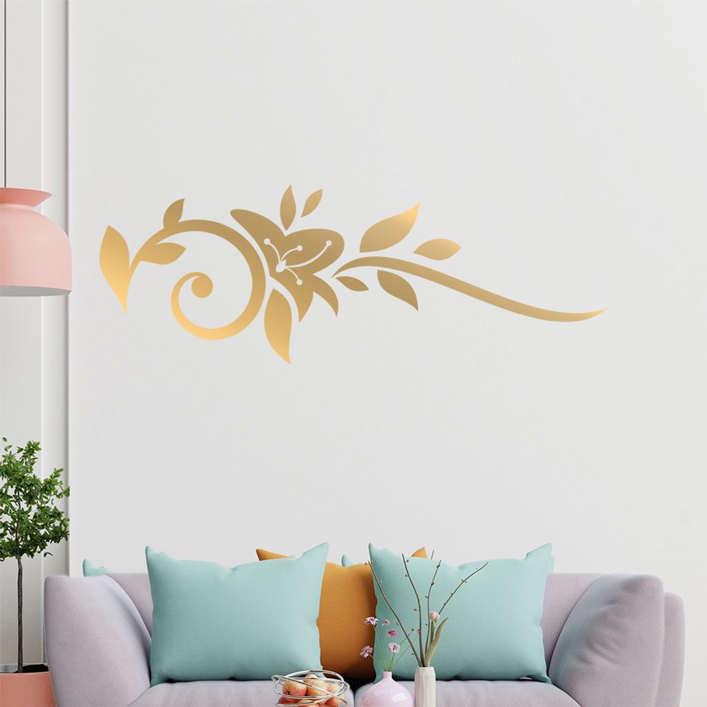 Blume - Linien Wandtattoo in 6 Größen - Wandaufkleber Wall Sticker - Dekoration, Küche, Wohnzimmer, Schlafzimmer, Badezimmer