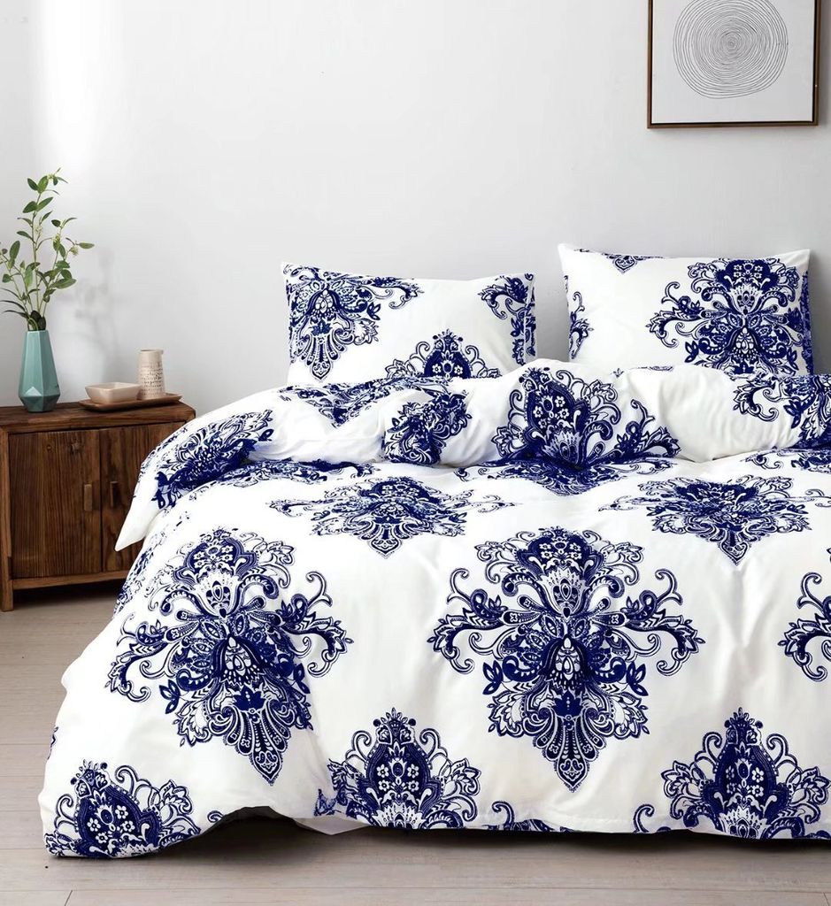 Bettwäscheset für Kingsize-Betten im Bohemian-Stil, 1 Bettbezug 200 cm x 200 cm und 2 Kissenbezüge 80 cm x 80 cm, mit Reißverschluss, langlebig...