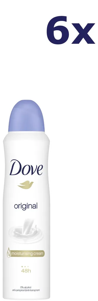 Lot de 6 déodorants spray Dove Original pour femme format 150 ml