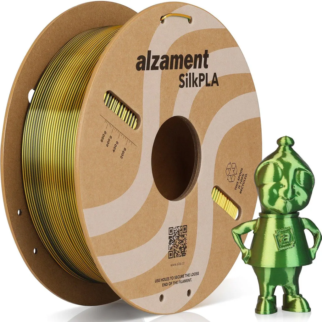 Filament PLA Silk Alzament Or-Vert-Noir 1kg avec Finition Satinée Premium