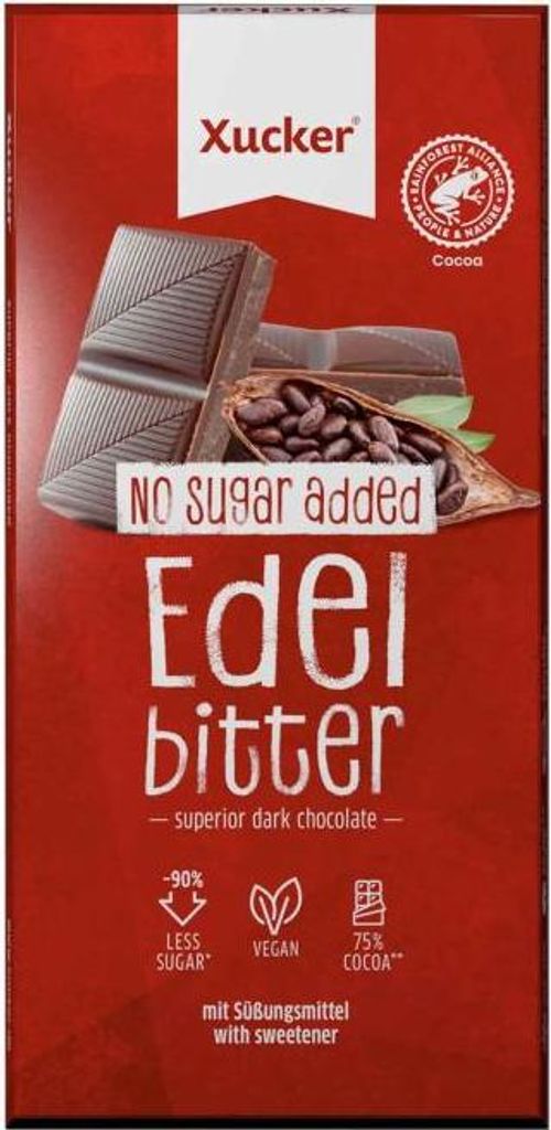Xucker Edelbitterschokolade mit Xylit und 75% Kakaoanteil, Produktbild 