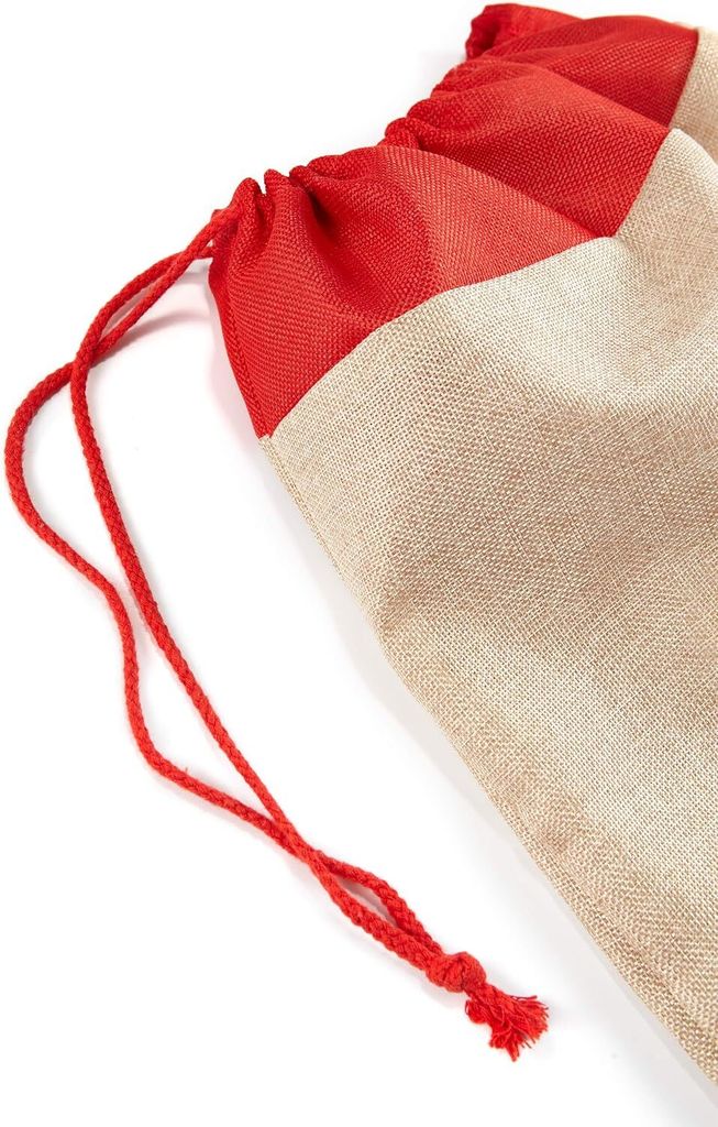 Weihnachts-Jute-Geschenkbeutel mit Kordelzug – bestickter Produktbild 5