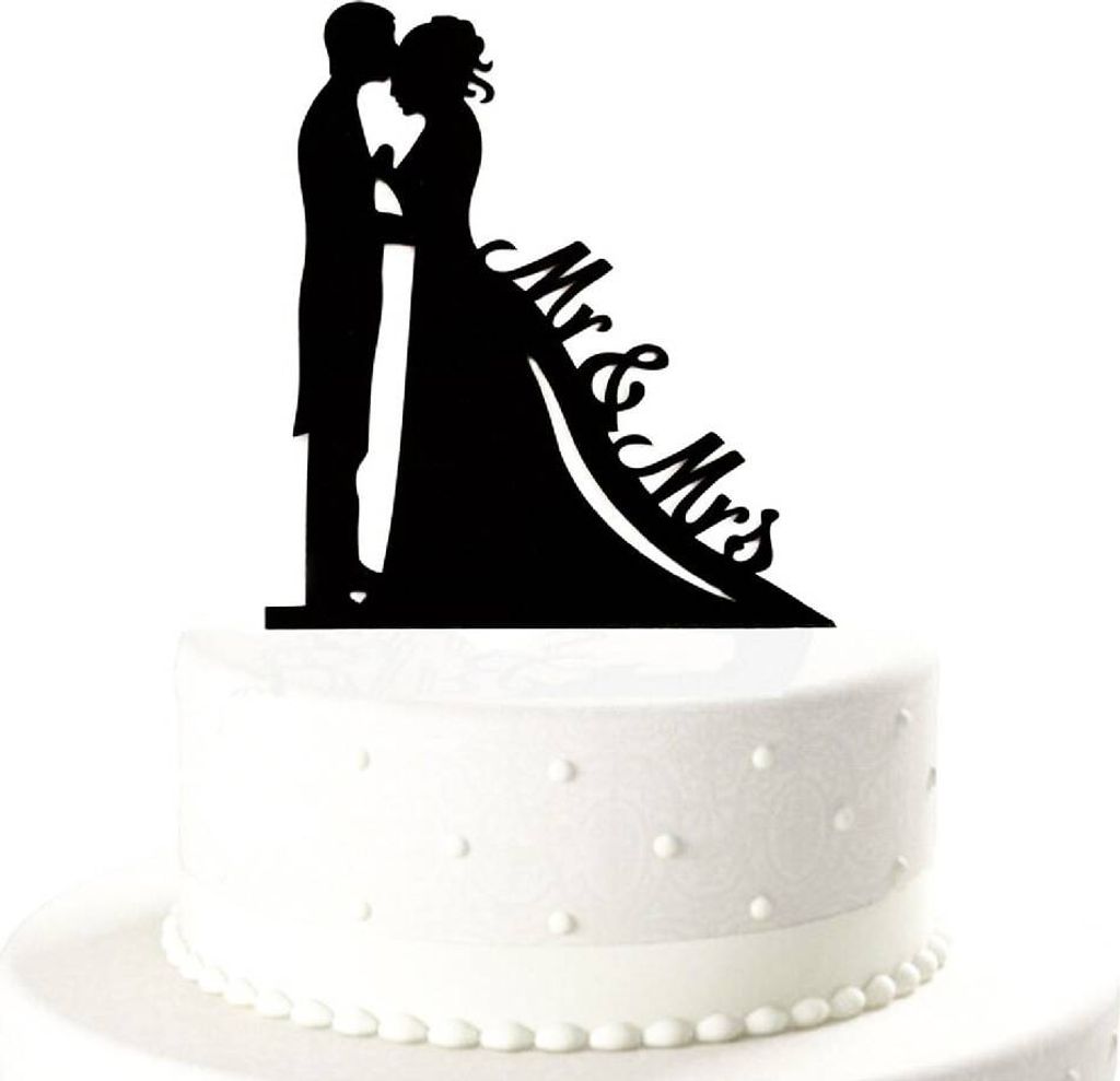 Oblique Unique Hochzeitstorten Topper Brautpaar Mr & Mrs Produktbild 