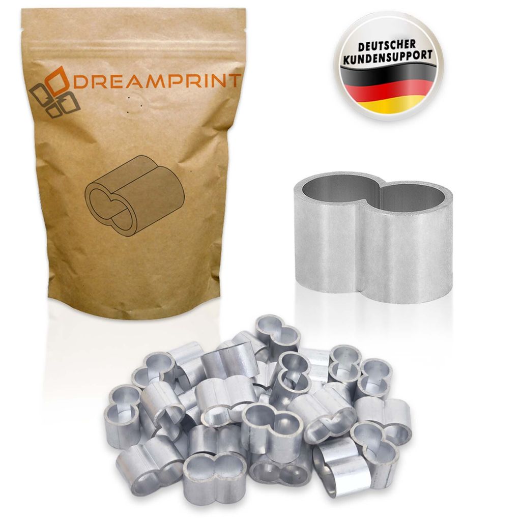 Dreamprint 20x Seilklemmen Set 6mm Pressklemmen, Würgeklemmen, Tauwerkklemme