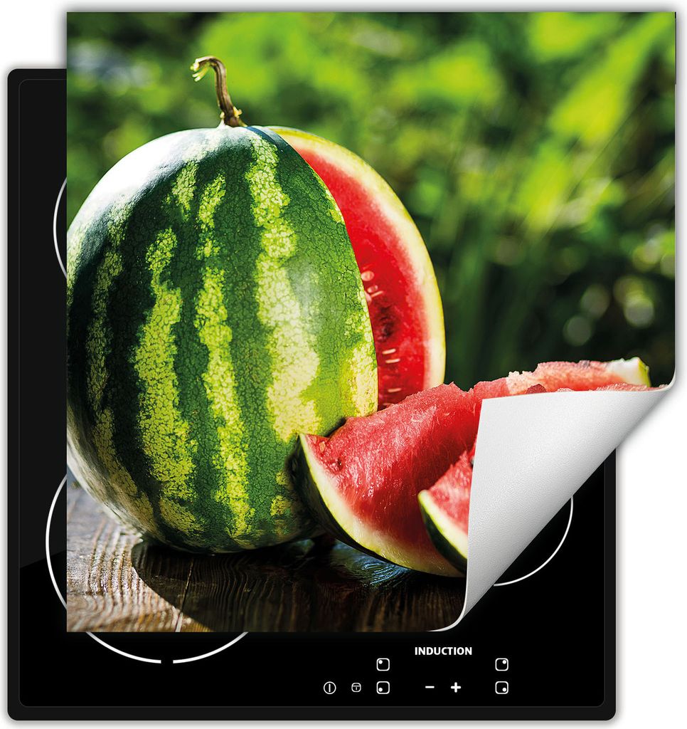 DarHaus Herdabdeckplatte 60x52 cm Anti Rutsch Matte Aufrollbar, grün - Wassermelone