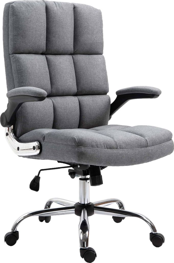 Bürostuhl HWC-J21, Chefsessel Drehstuhl Schreibtischstuhl, höhenverstellbar Stoff/Textil grau