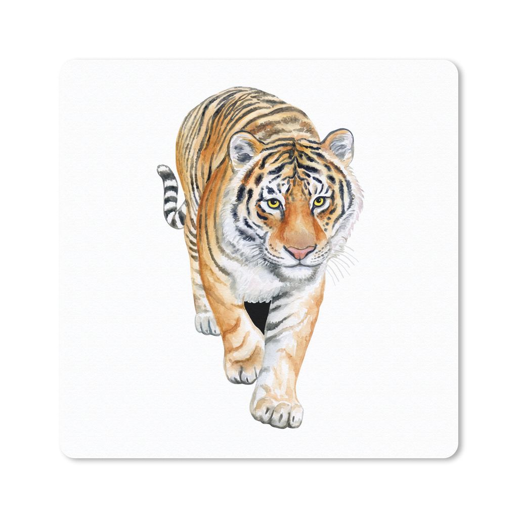 MuchoWow Mauspad Mousepad Tiger - Kopf - Weiß 20x20 cm - Mousepads - Maus Mat - Pad - Mausunterlage - Desk Mat - Bureauartikeln