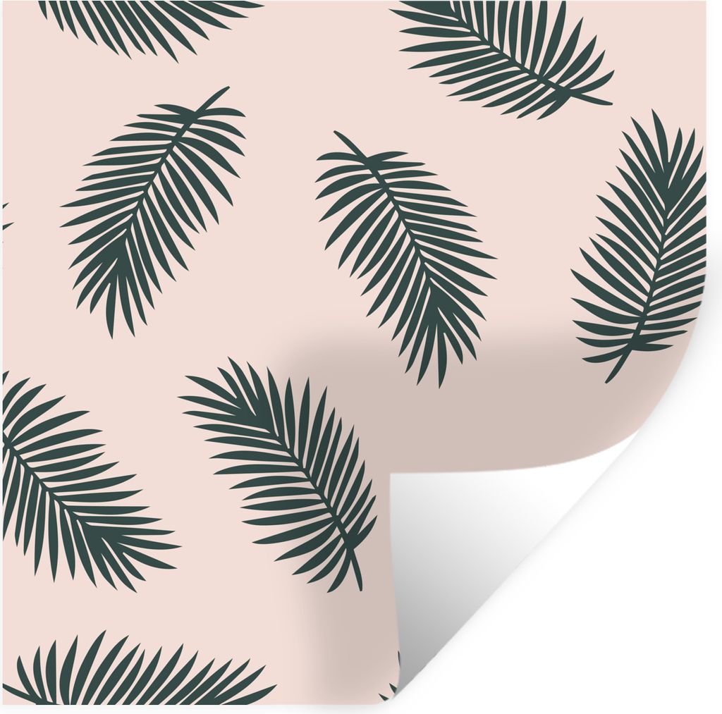 MuchoWow Wandtattoo Wandsticker Wandaufkleber Sommer - Palmenblätter - Pastell 30x30 cm Selbstklebend und Repositionierbar - Repositionierbar - ...