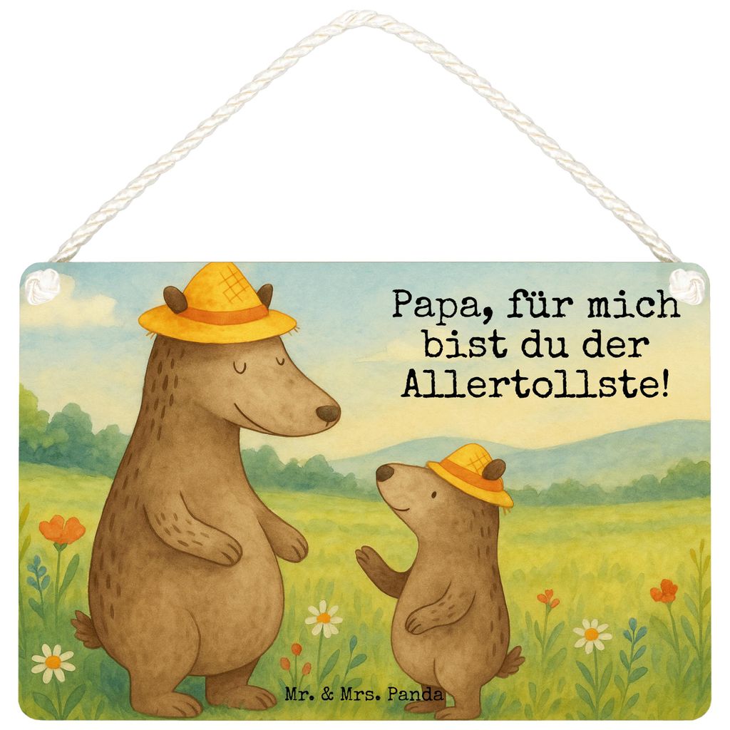 Mr. & Mrs. Panda Schild Bären mit Hut Design DIN A5 - Weiß - Geschenk, Muttertag, Vatertag, Family, wandtafel, Wandbild Holz, Papi, Kinder, holzb...