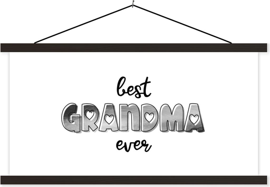 MuchoWow Textilposter Sprüche - Zitate Beste Oma aller Zeiten - Oma - Muttertagsgeschenke - schwarz-weiß 120x60 cm mit schwarzem Rahmen - Dekor...