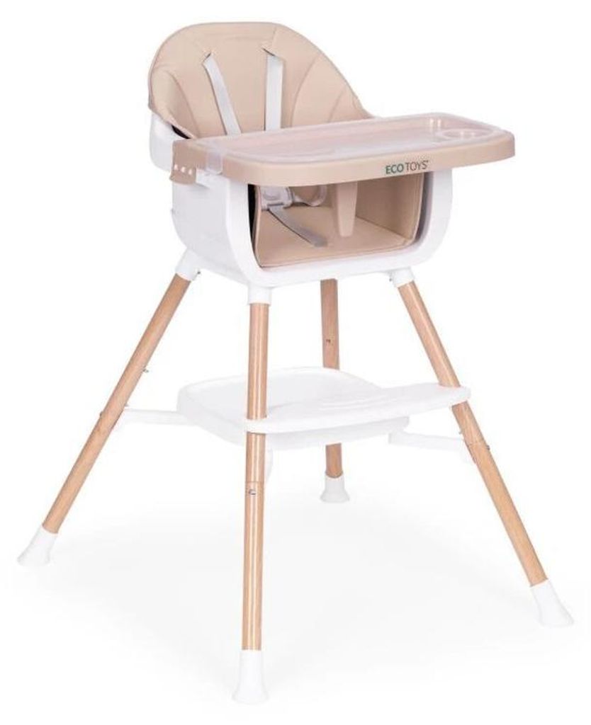 ECOTOYS jedálenské kresielko 2v1 pre deti, béžové Obrázok produktu 