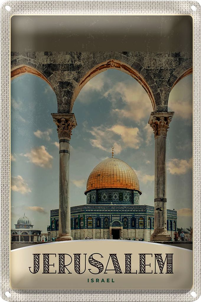 Blechschild Reise 20x30cm Jerusalem Israel Tempel Urlaub
