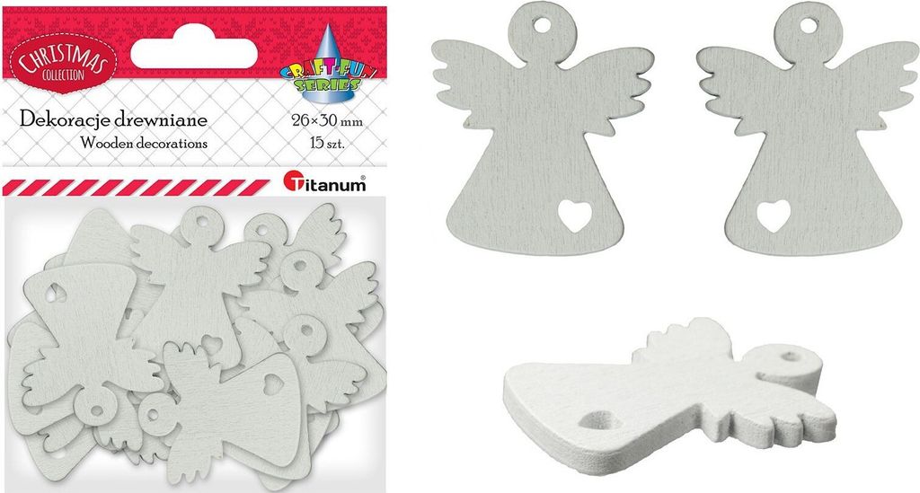 Holzdekorationen 15 Stück 26x30mm Titanengel