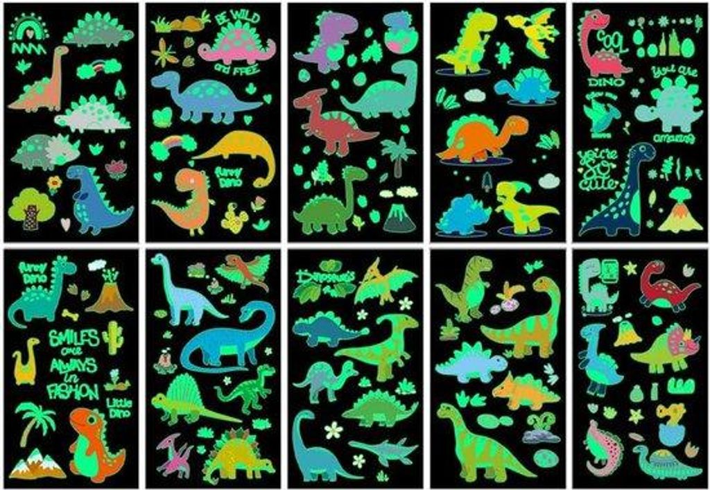 Lichtgevende Dinosaurustattoos für Kinder - Dinosaurusgeschenke - Spiel und Partydekoration