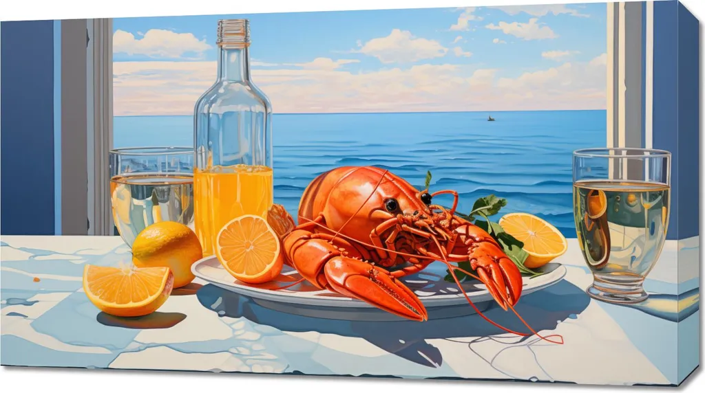 Tableau pour Cuisine et Restaurant Homard 90 x 50 cm Image Marine